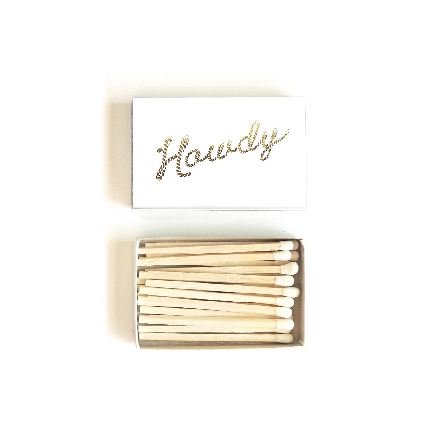 Howdy Gold Foil Embossed Matches | Classic Black Matchbox