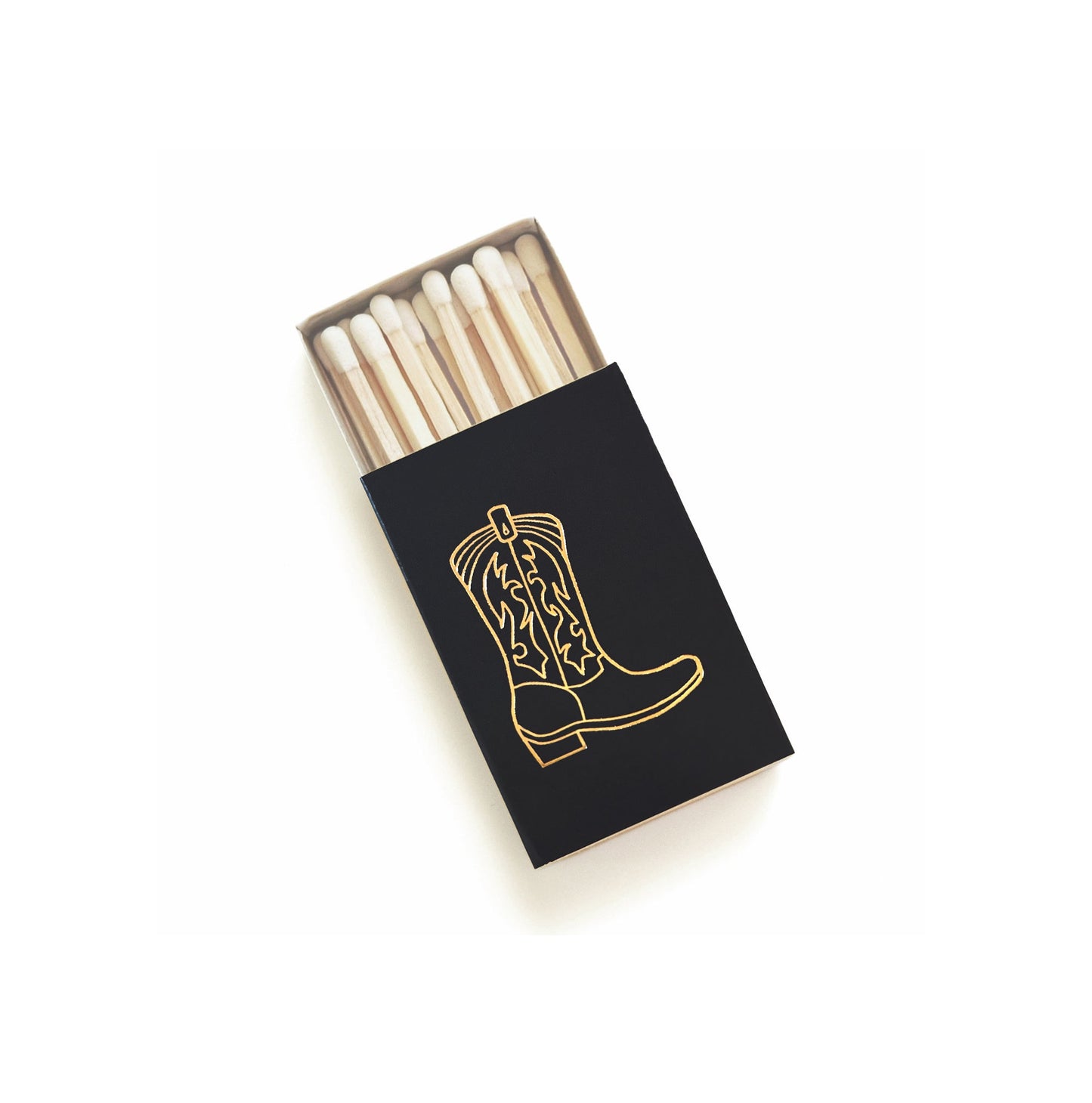 Cowboy Boot Gold Foil Embossed Matchbox | Western Matches