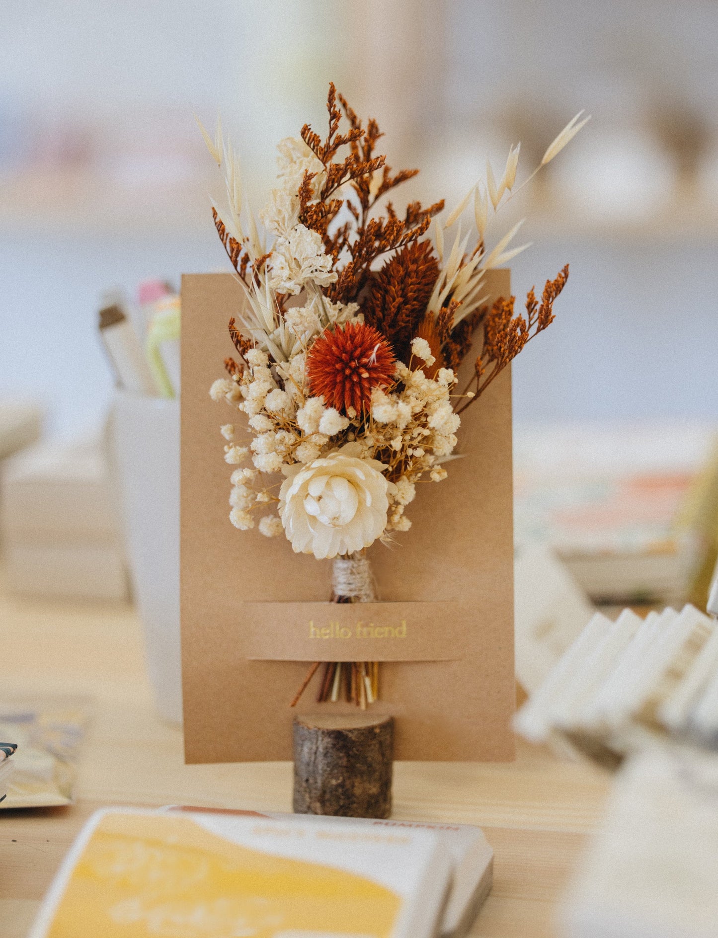 Hugs & Kisses Mini Bouquet Card | Dried Floral Greeting