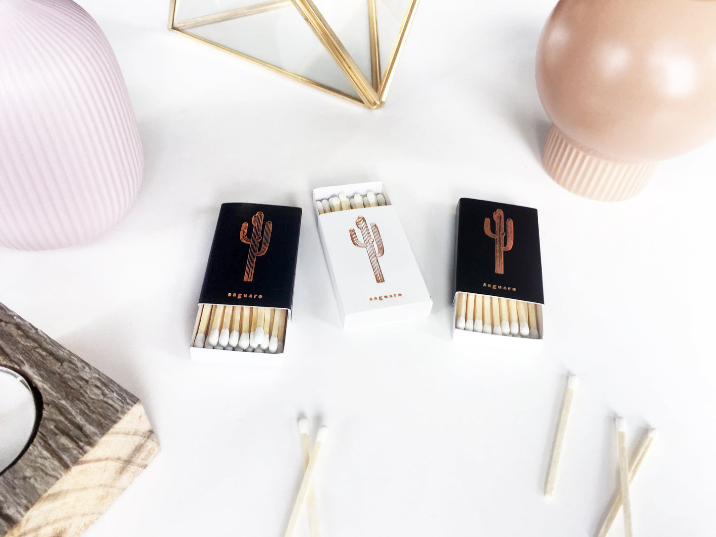 Saguaro Cactus Gold Foil Embossed Match Box | Desert Candle Accessory
