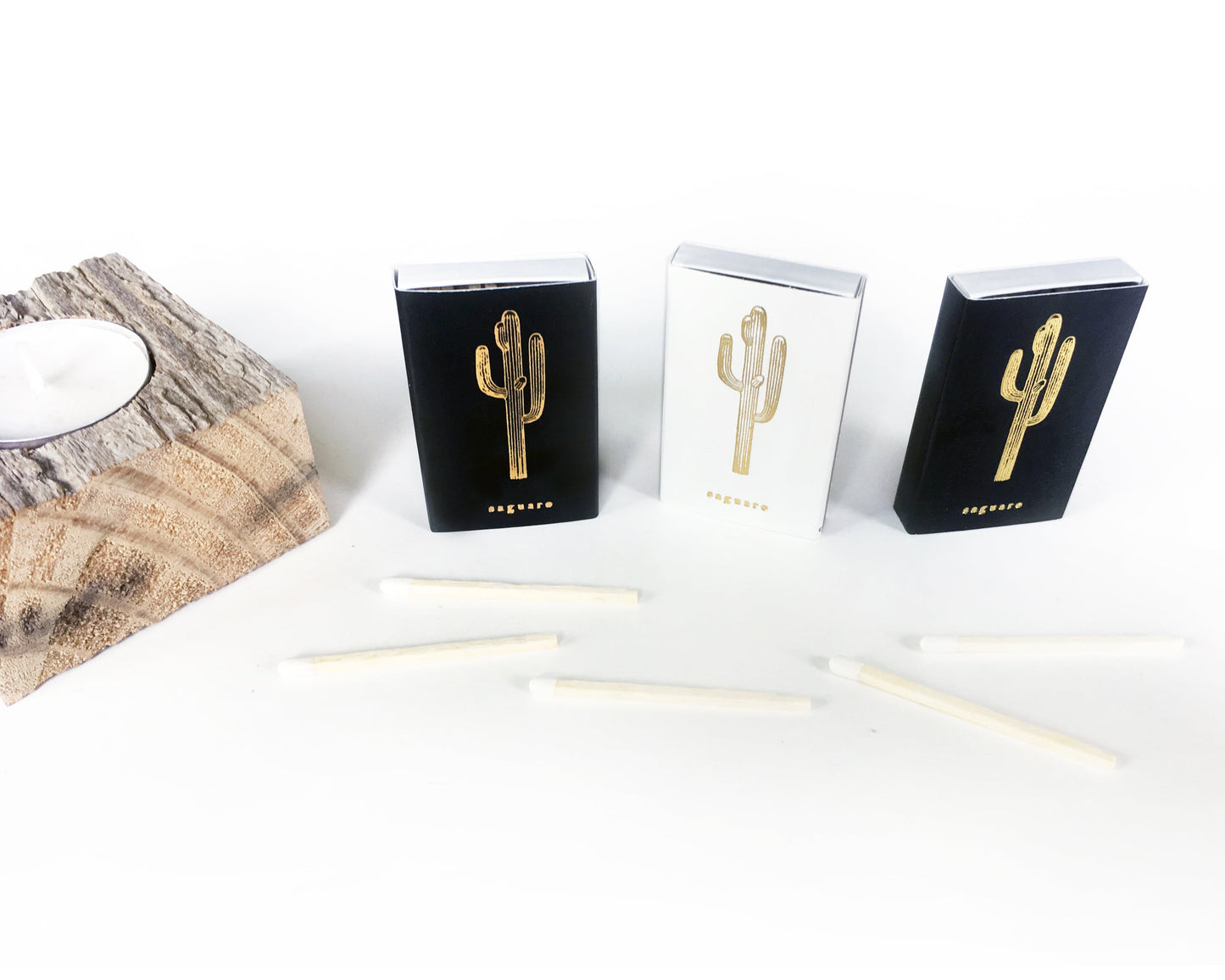Saguaro Cactus Gold Foil Embossed Match Box | Desert Candle Accessory