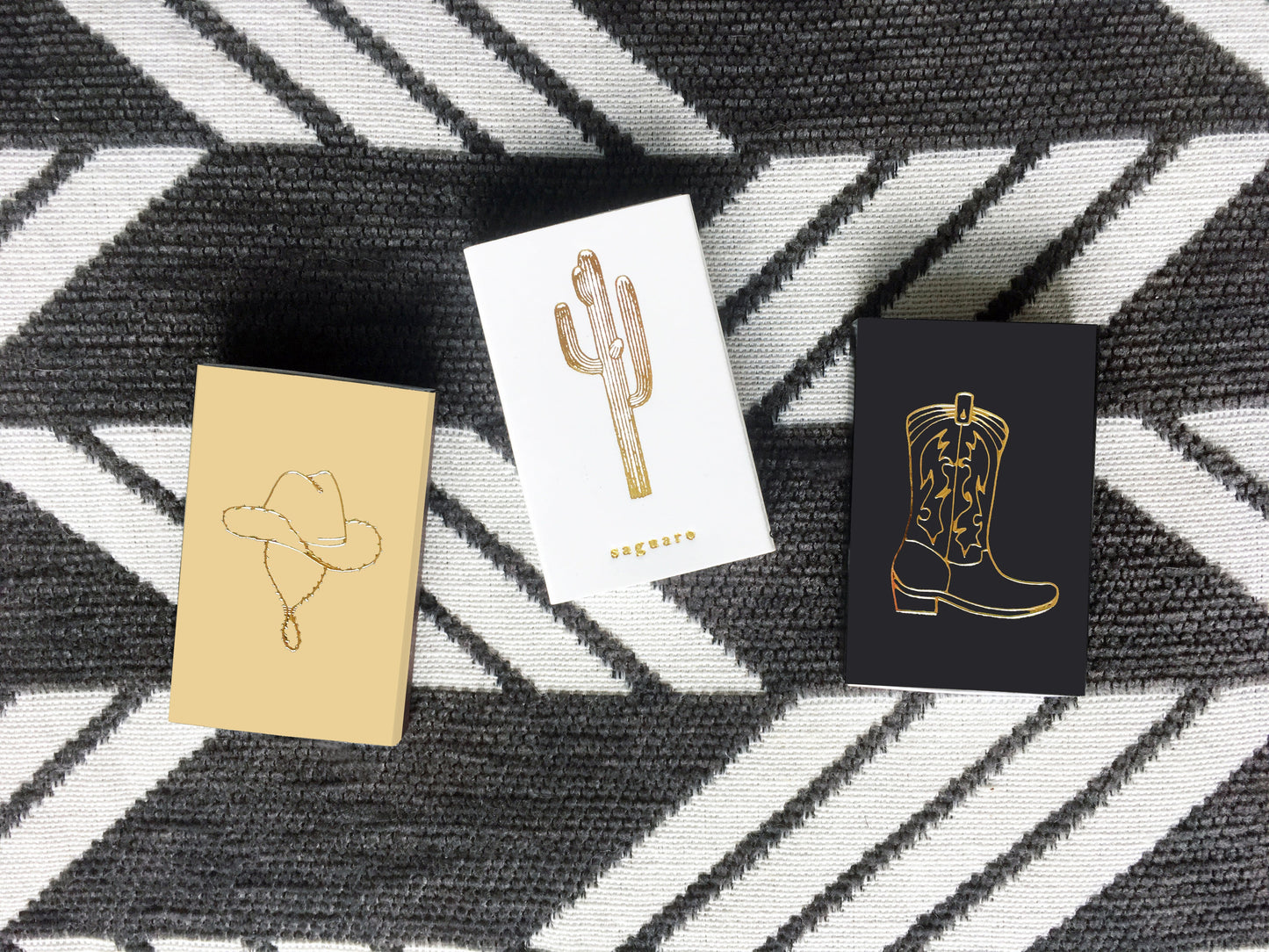 Cowboy Boot Gold Foil Embossed Matchbox | Western Matches