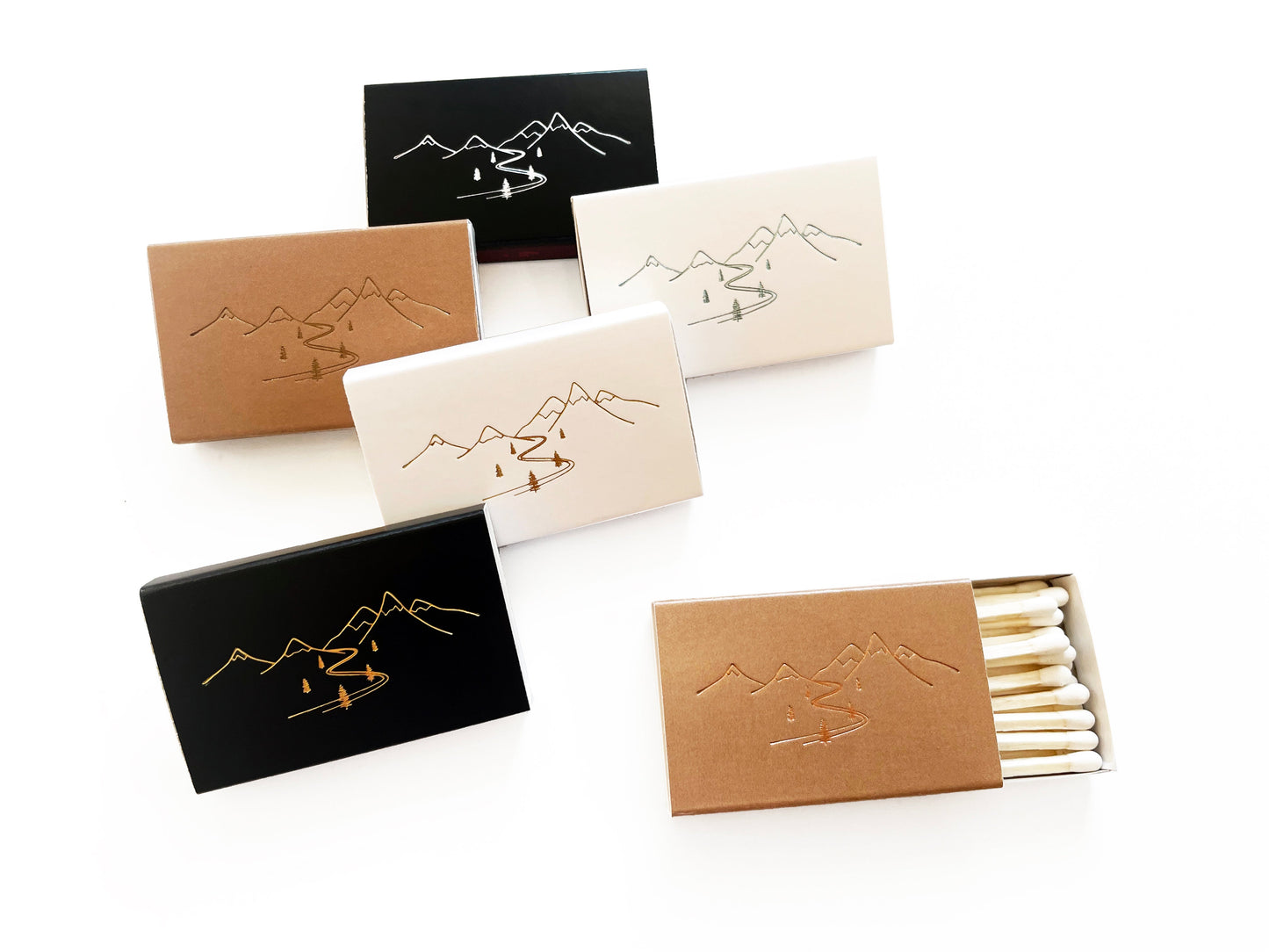 Snow Capped Mountains Gold Foil Matchbox | Hygge Gift | Cozy Candle Tool