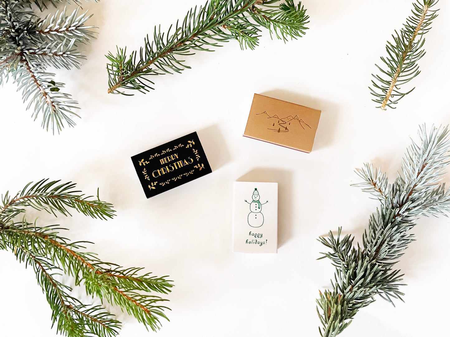Snow Capped Mountains Gold Foil Matchbox | Hygge Gift | Cozy Candle Tool