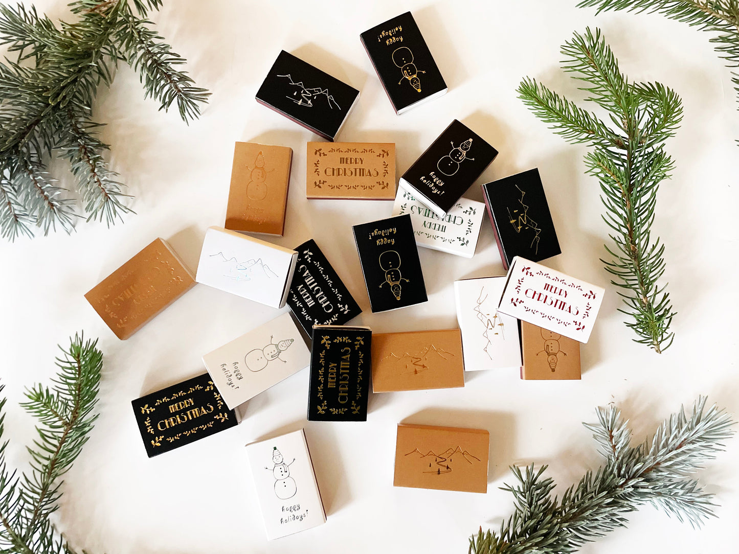 Snow Capped Mountains Gold Foil Matchbox | Hygge Gift | Cozy Candle Tool