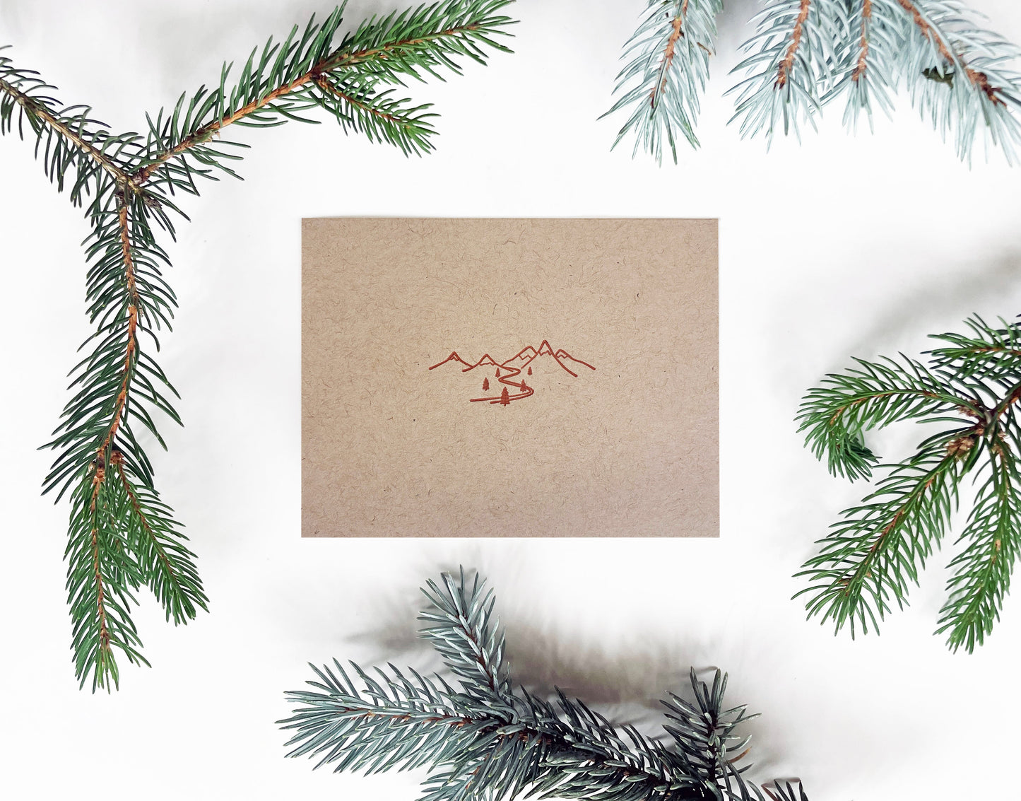 Snow Capped Mountains Letterpress Greeting Card