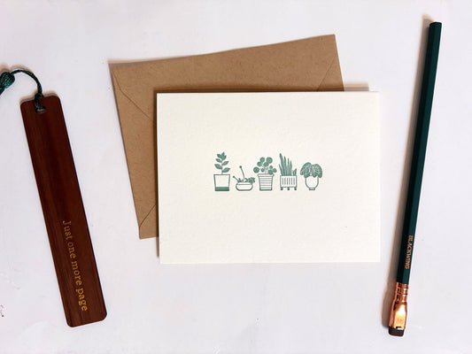 Potted Plants Letterpress Greeting Card | Gardening Card