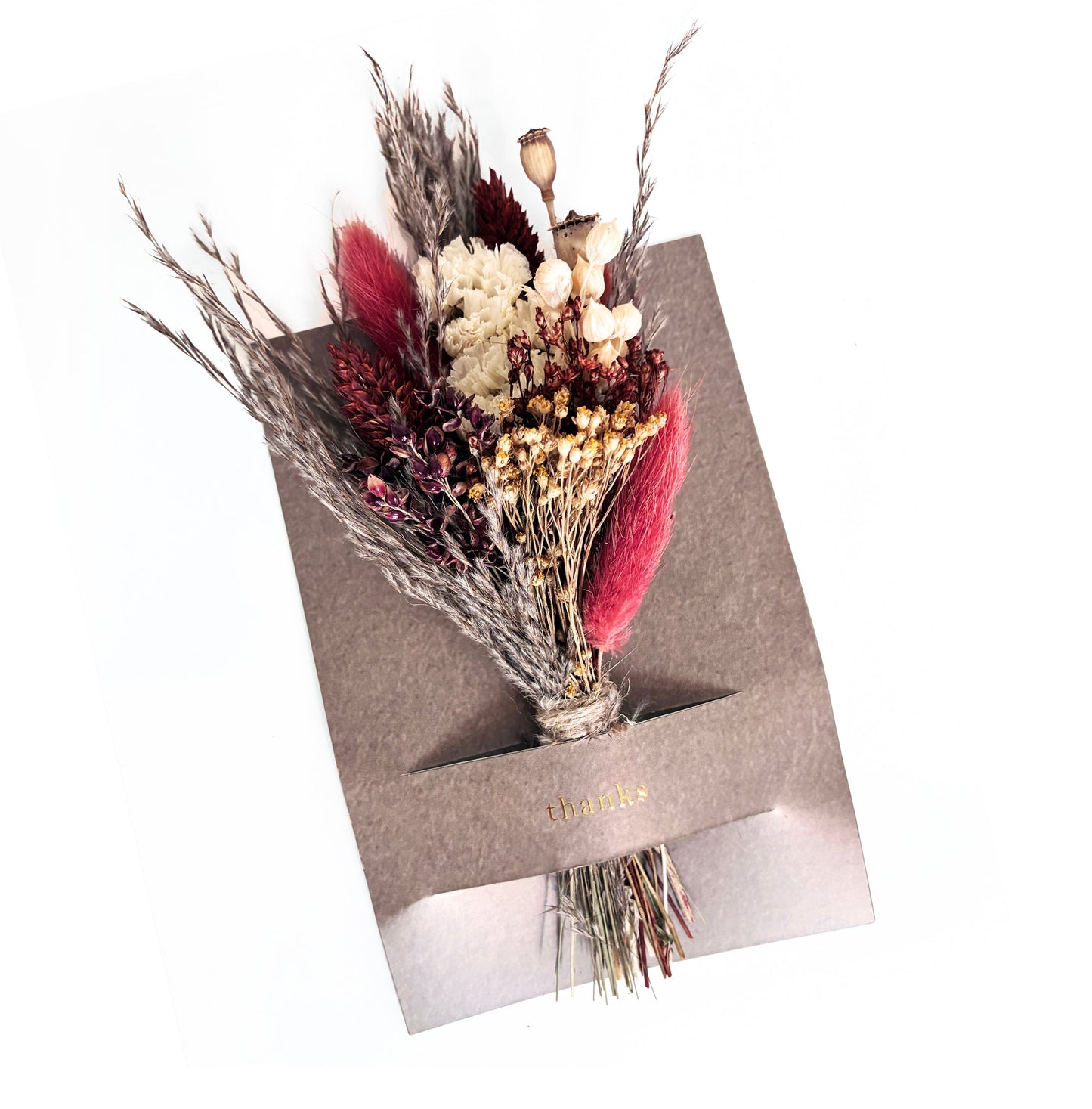 Thanks Mini Bouquet Card | Dried Floral Greeting