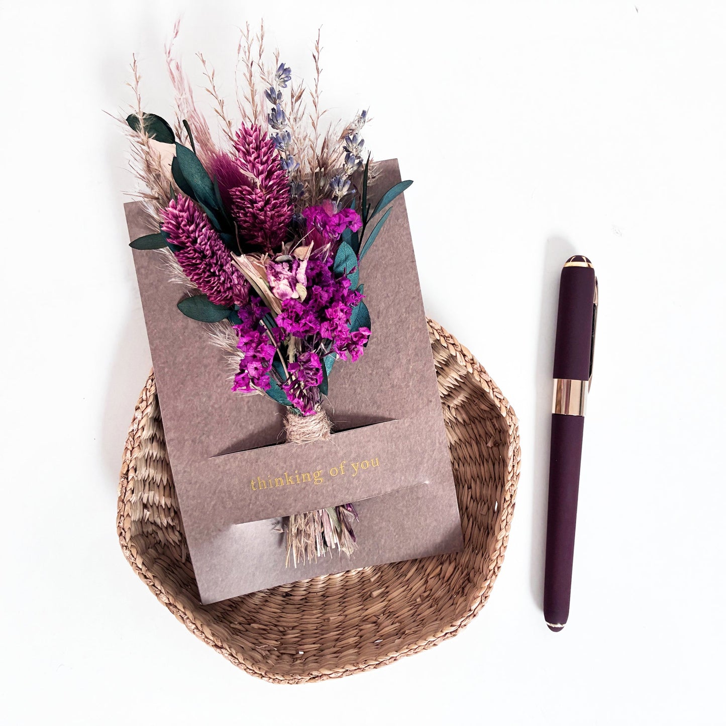 Hugs & Kisses Mini Bouquet Card | Dried Floral Greeting