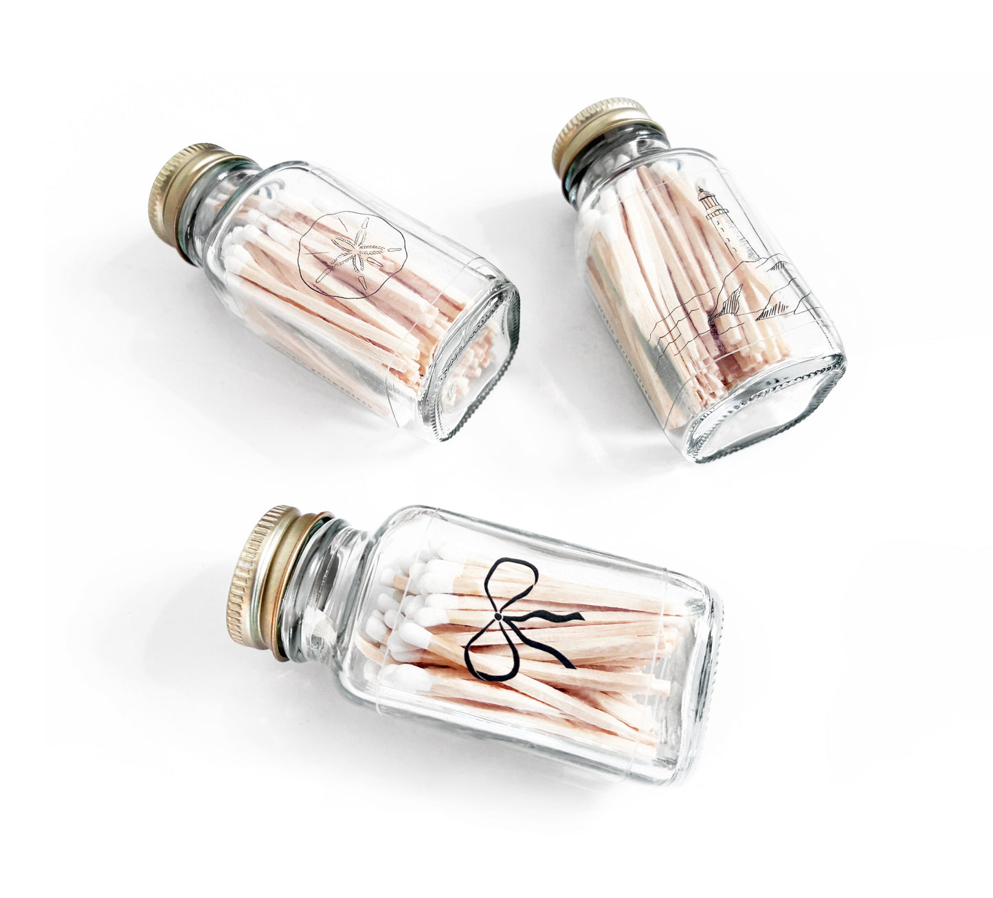 Vintage Bow 2" White Match Jar | Classic Match Holder