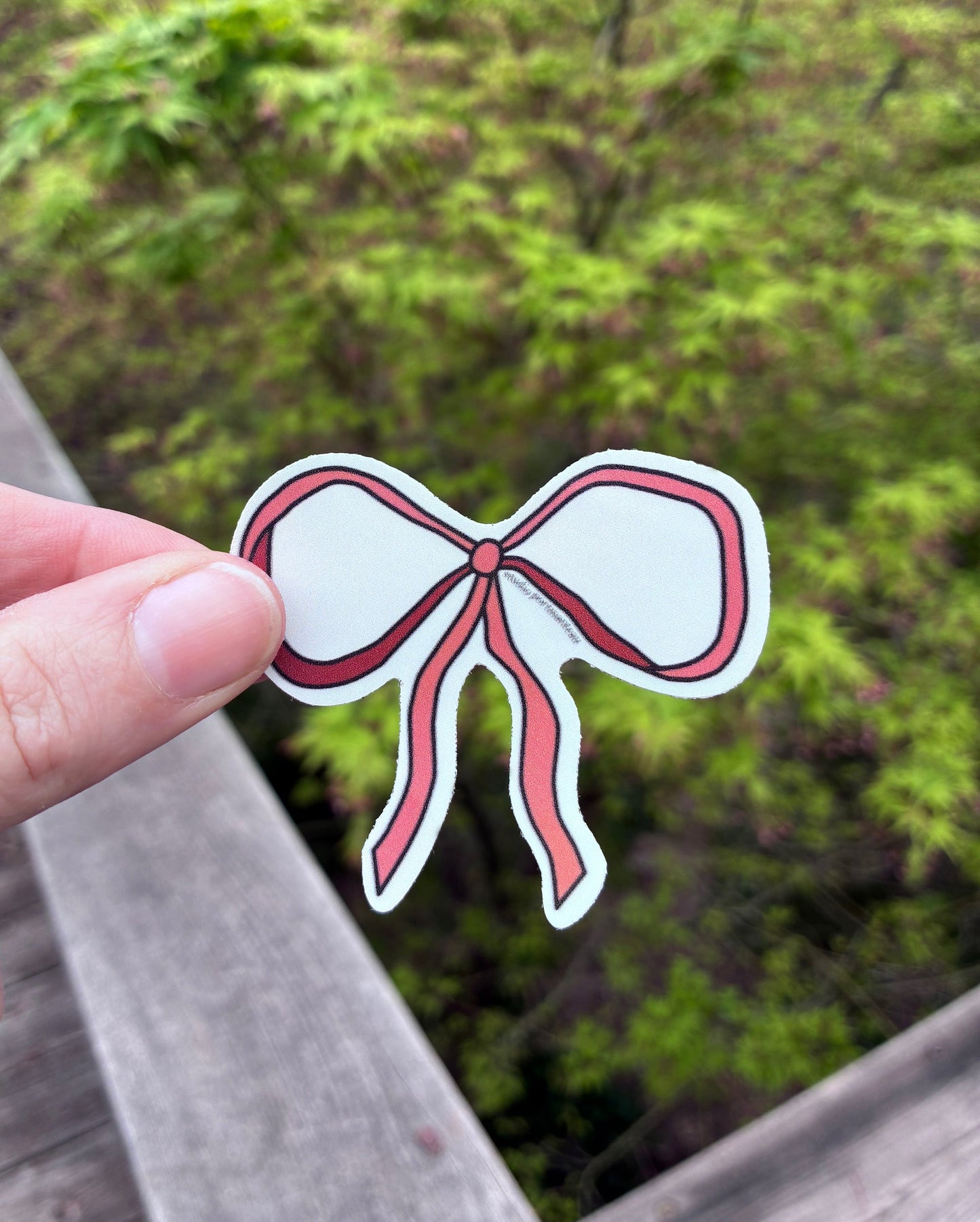 Vintage Bow Vinyl Sticker | Classic Rust Red Bow Decal