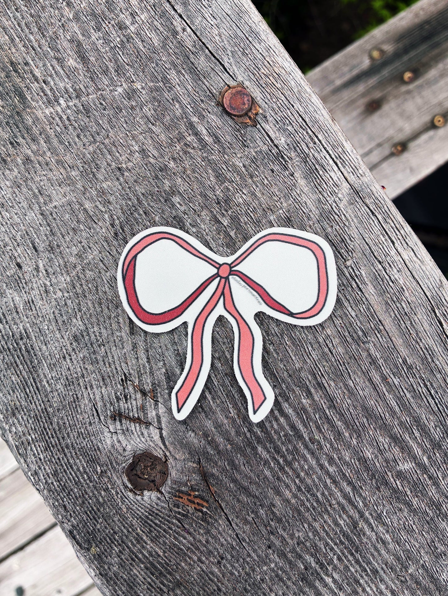 Vintage Bow Vinyl Sticker | Classic Rust Red Bow Decal