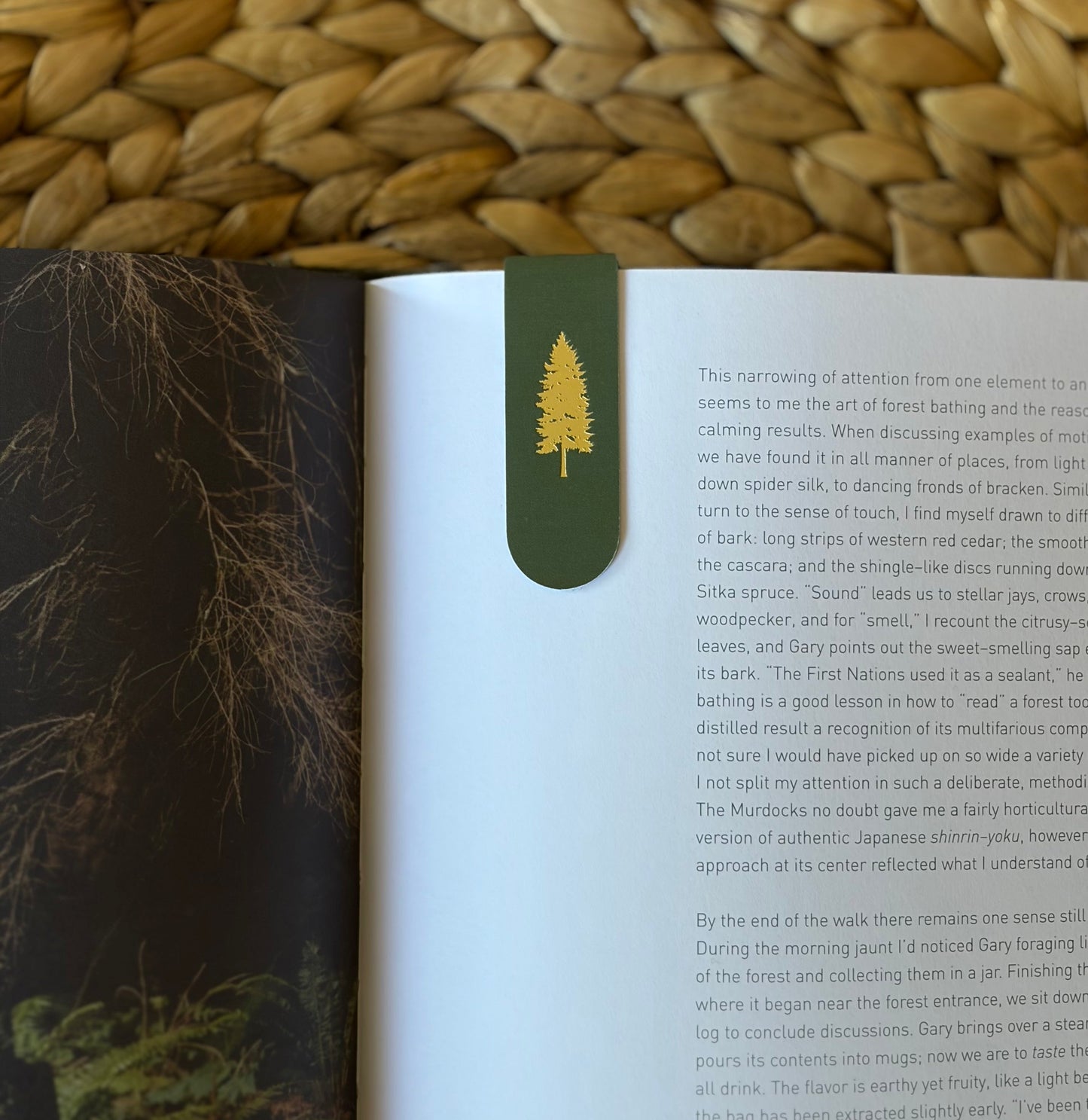 Blue Spruce Tree Gold Foil Magnetic Bookmark | Forest Gift