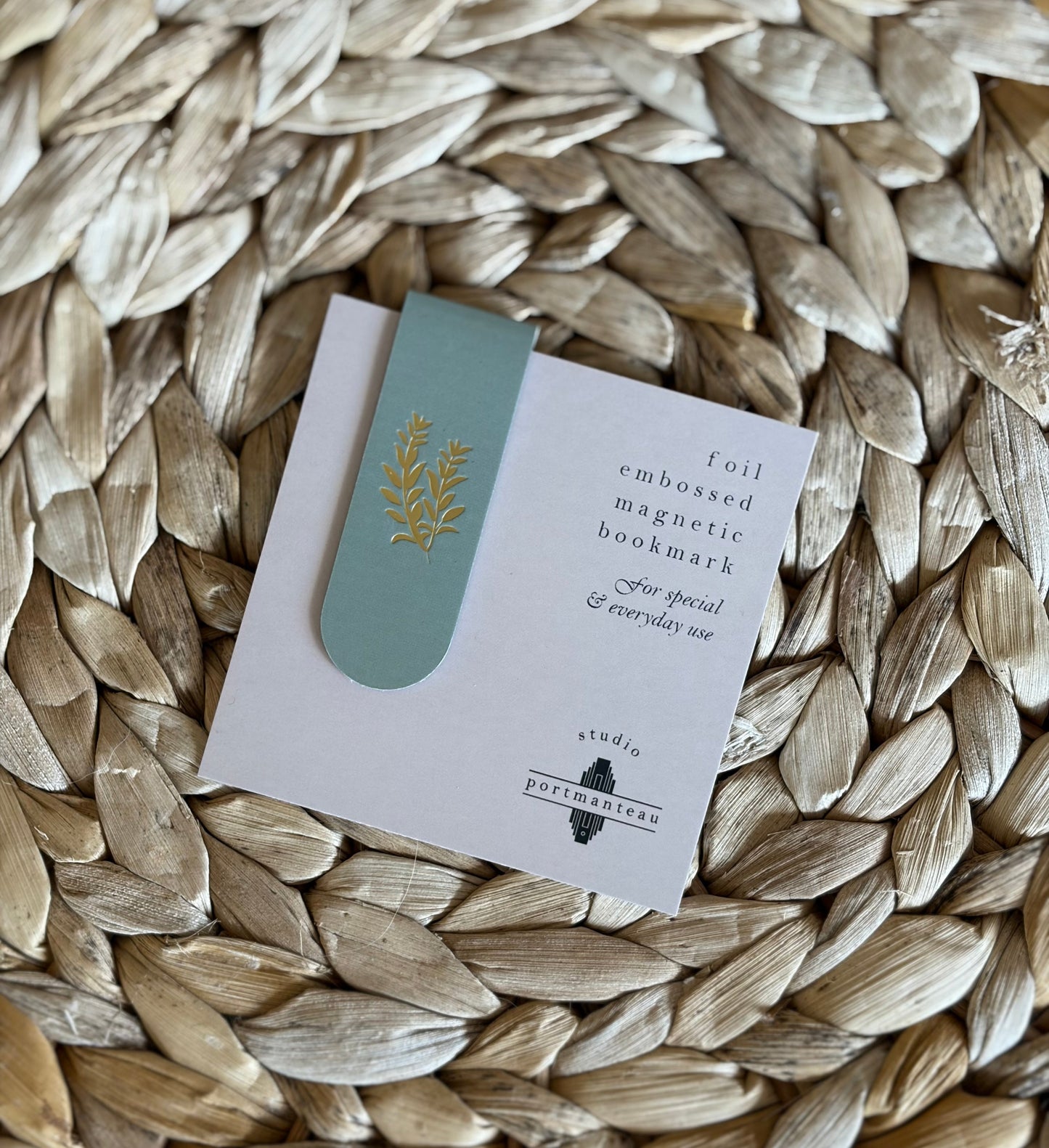 Sage Sprig Gold Foil Embossed Botanical Magnetic Bookmark