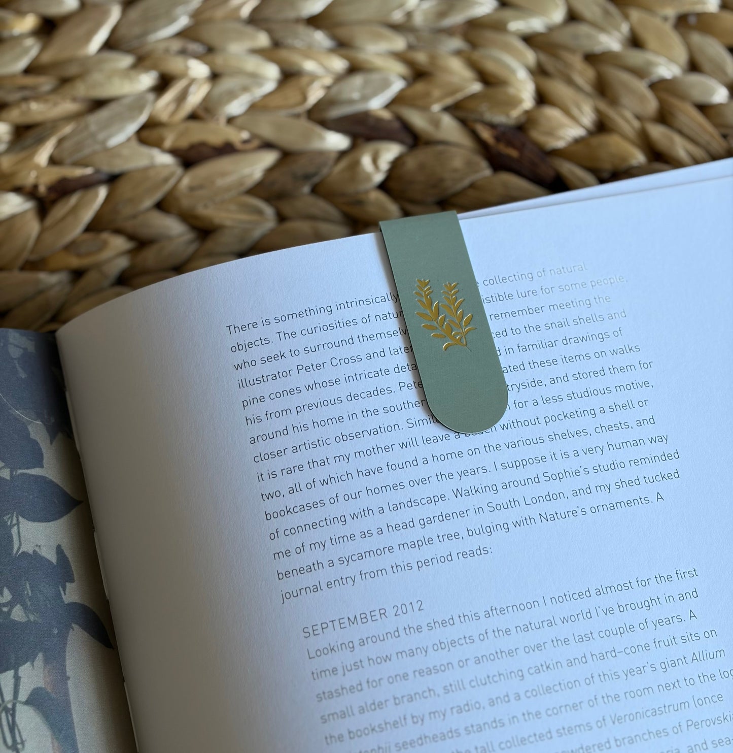 Sage Sprig Gold Foil Embossed Botanical Magnetic Bookmark