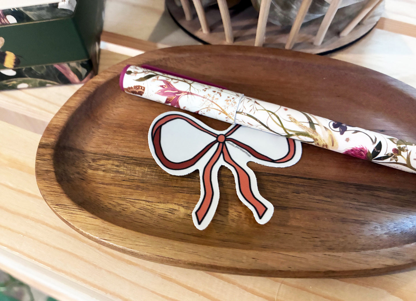 Vintage Bow Vinyl Sticker | Classic Rust Red Bow Decal