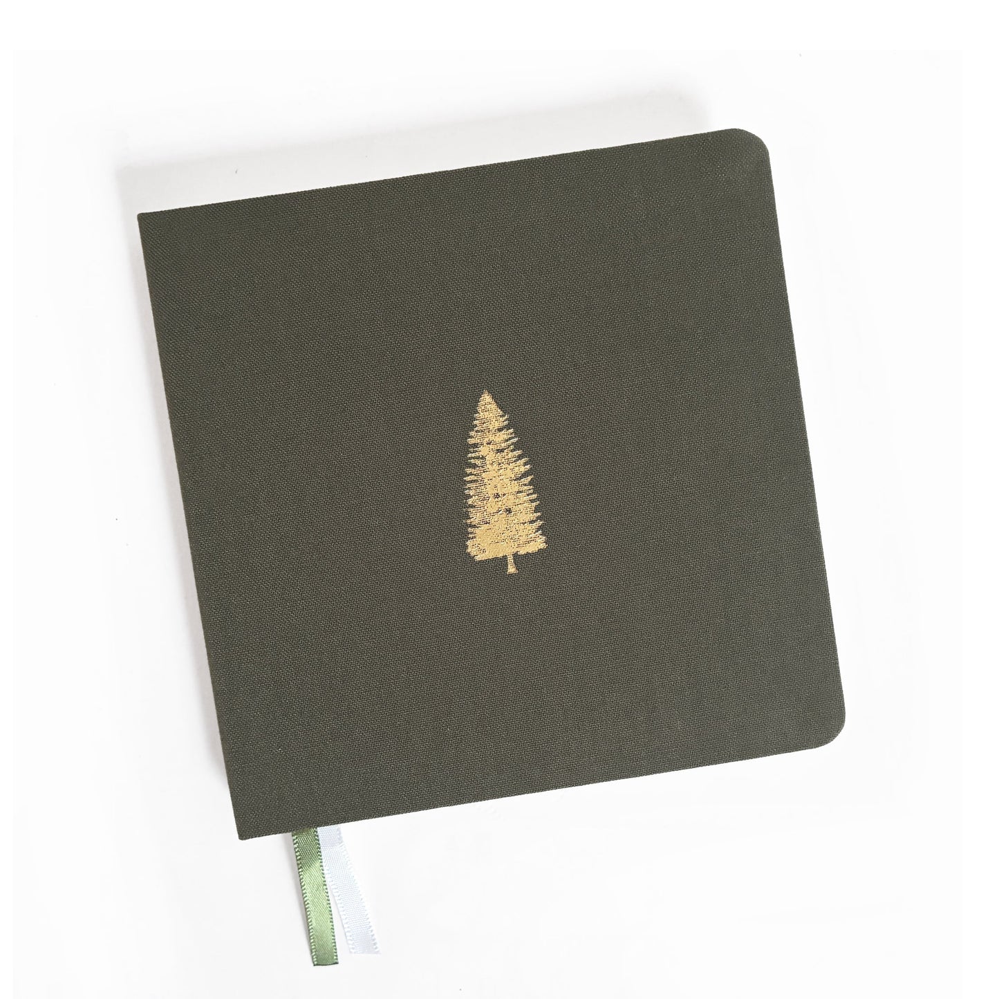 Noble Fir Tree Foil Embossed Square Linen Notebook