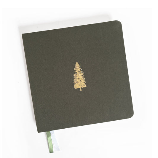 Noble Fir Tree Foil Embossed Square Linen Notebook