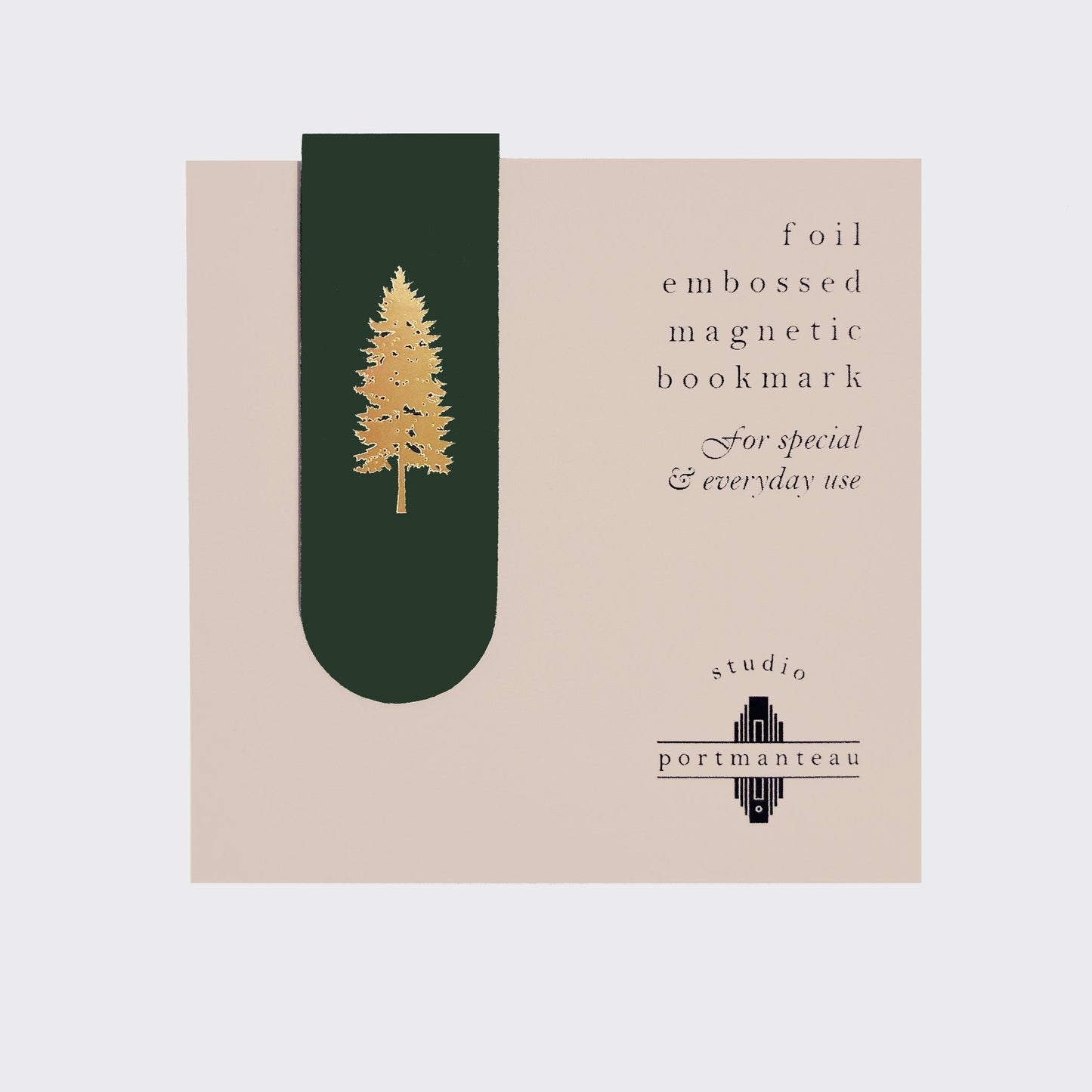 Blue Spruce Tree Gold Foil Magnetic Bookmark | Forest Gift
