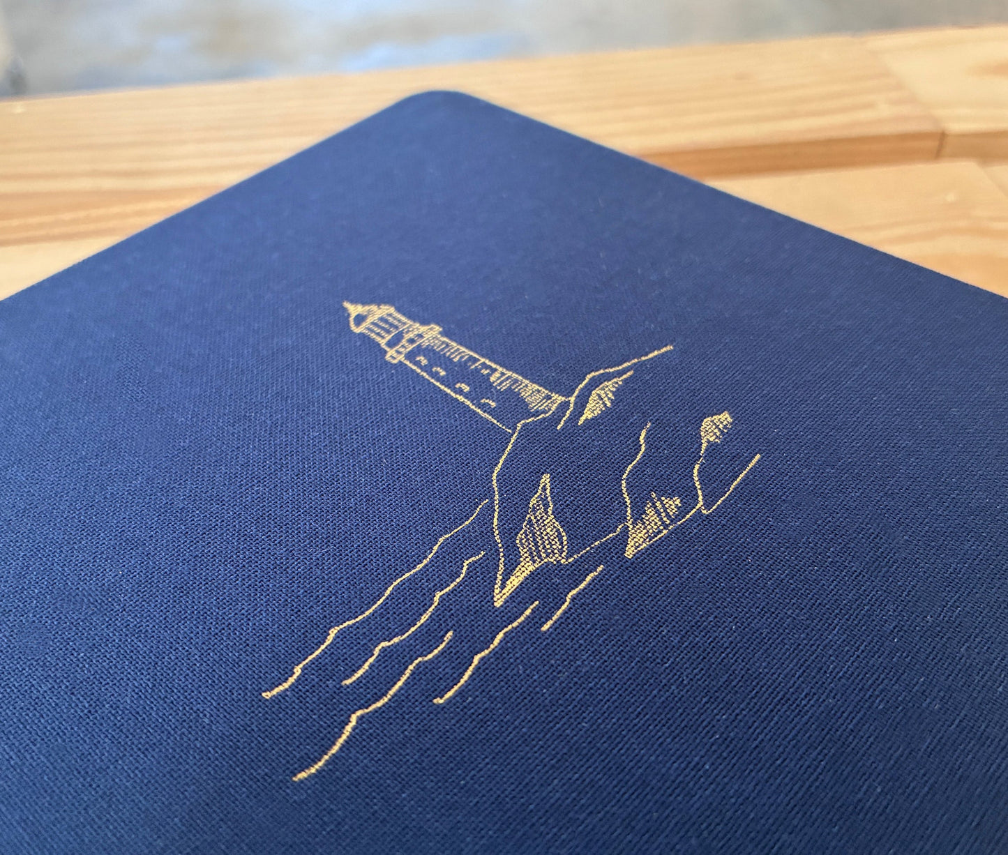 Lighthouse Foil Embossed Square Linen Notebook