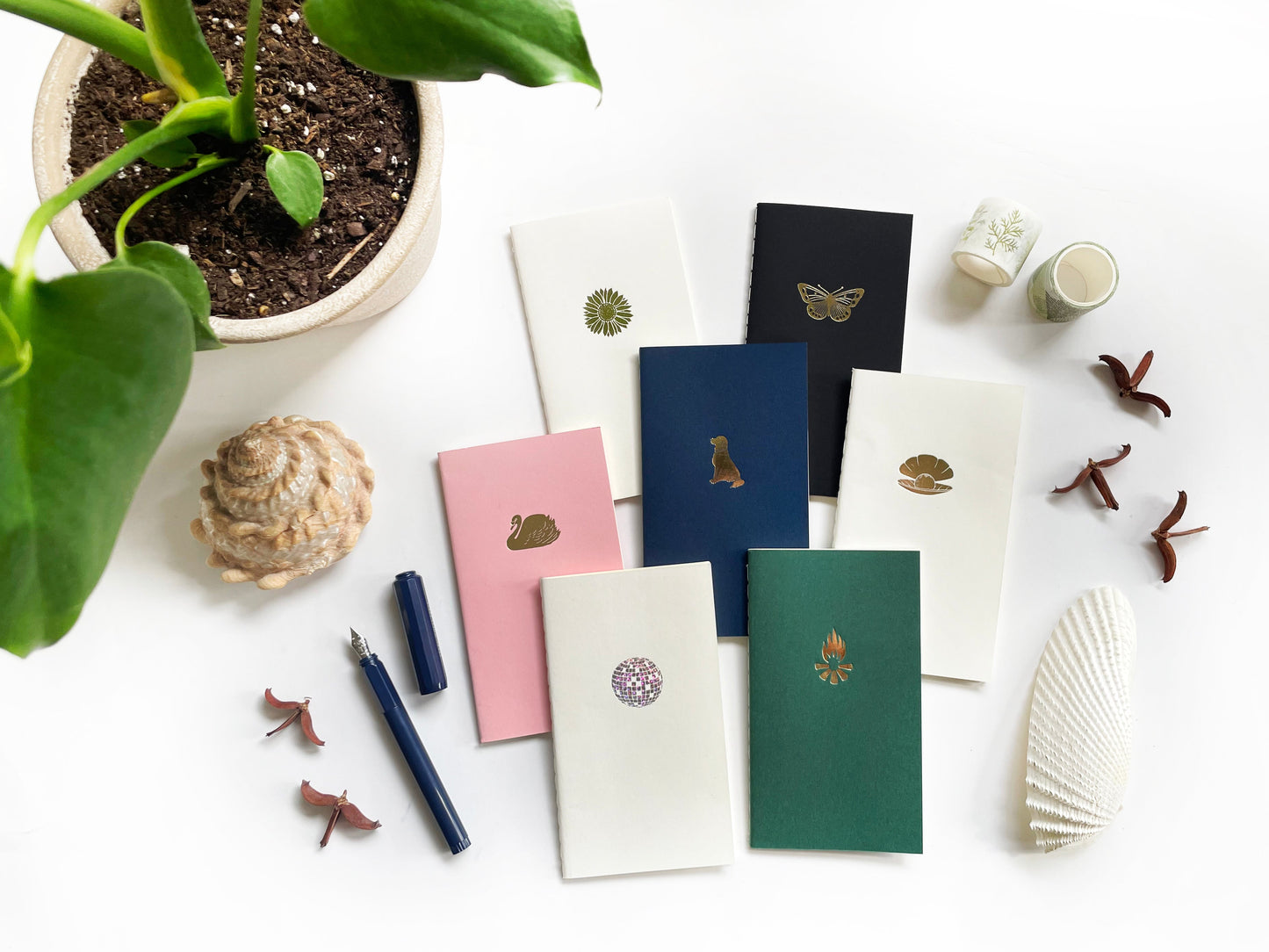Lab Dog Menagerie Mini Saddle Stitch Notebook. Foil Embossed Blank Book.
