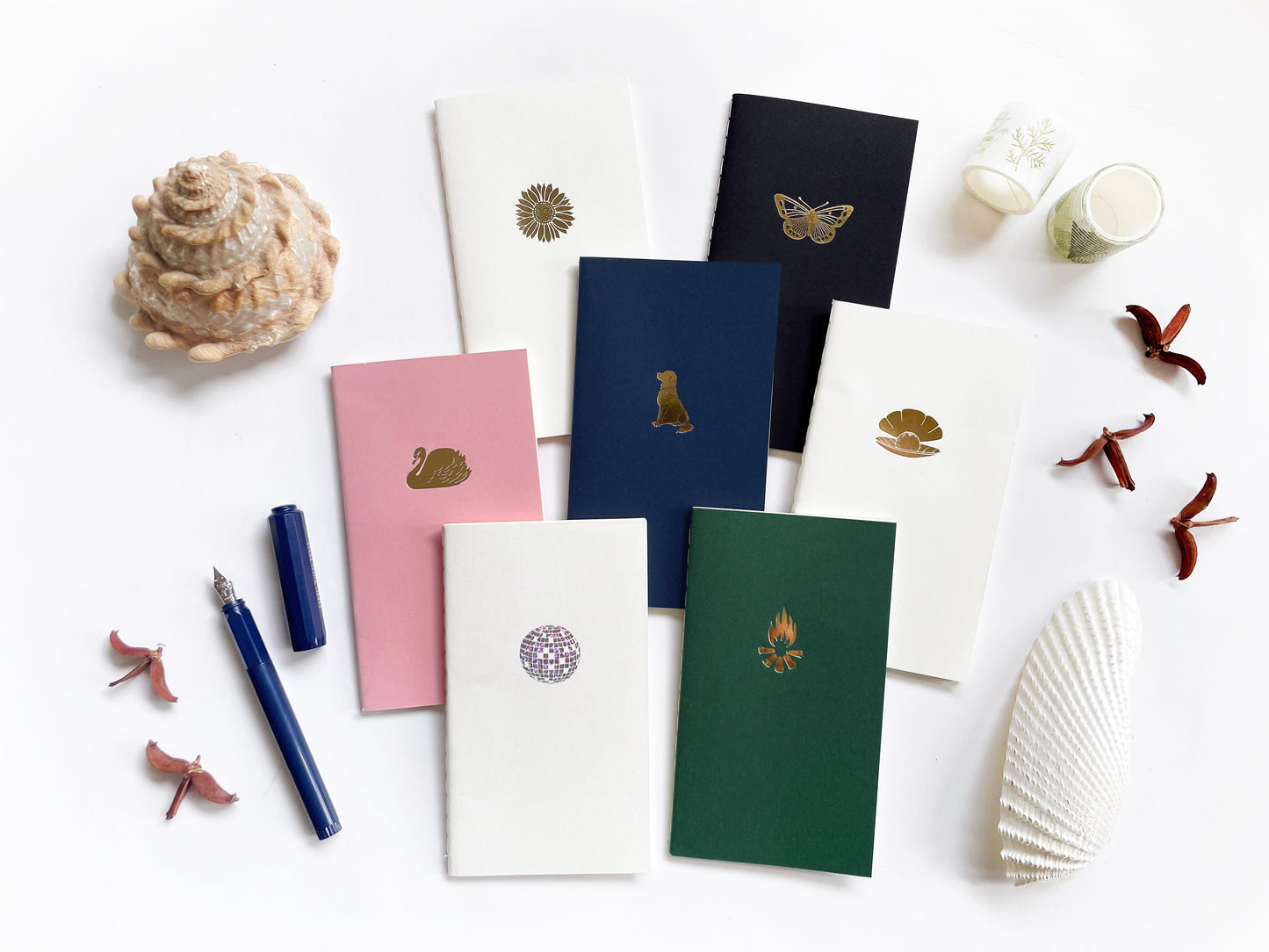 Lab Dog Menagerie Mini Saddle Stitch Notebook. Foil Embossed Blank Book.
