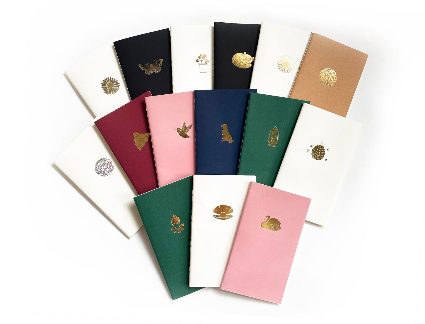 Lab Dog Menagerie Mini Saddle Stitch Notebook. Foil Embossed Blank Book.