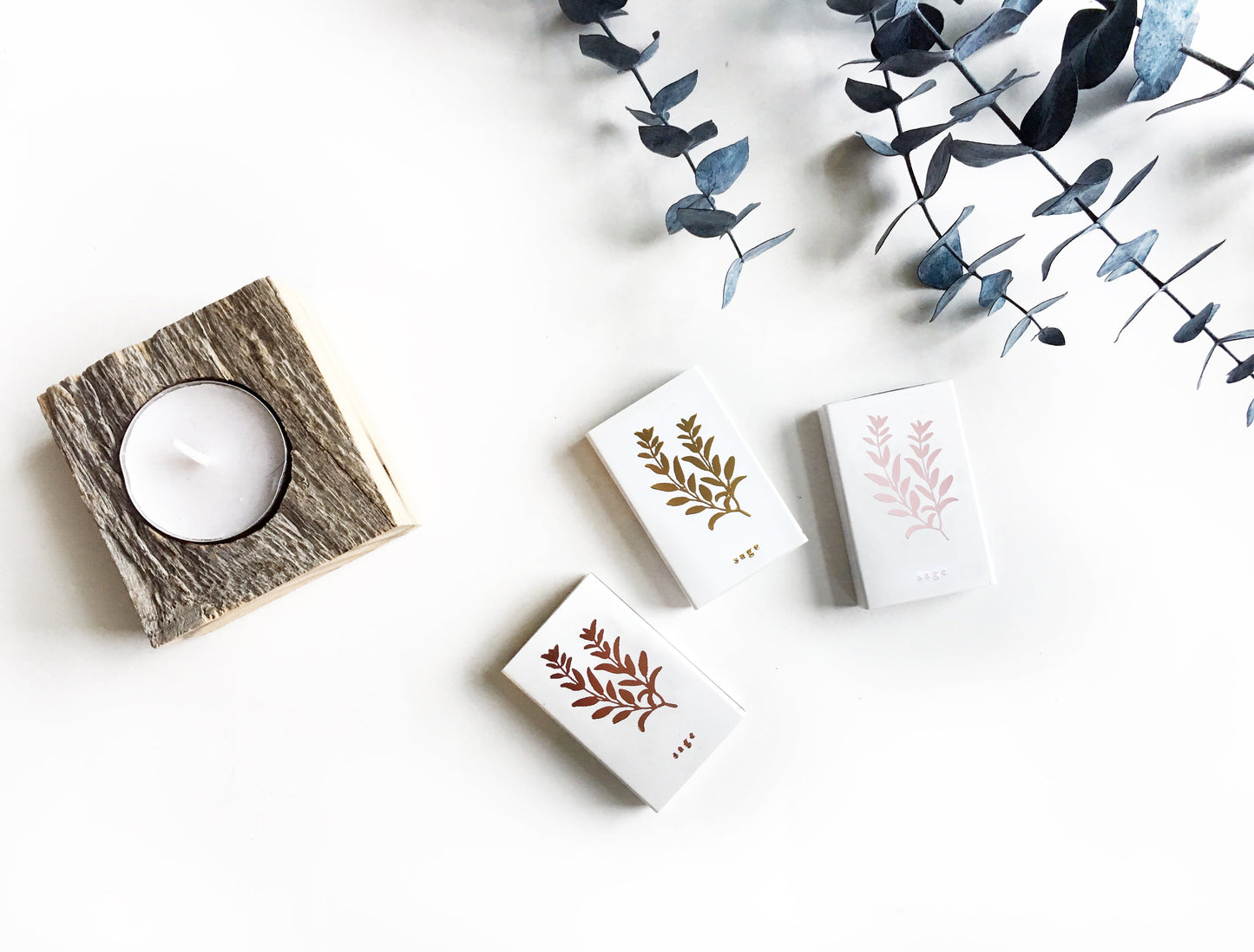 Sage Gold Foil Embossed Matchbox
