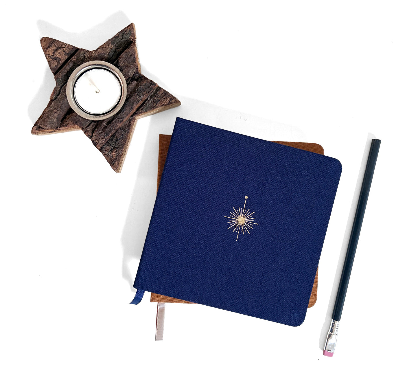 Compass Rose Foil Embossed Square Linen Notebook | Wayfinding Journal