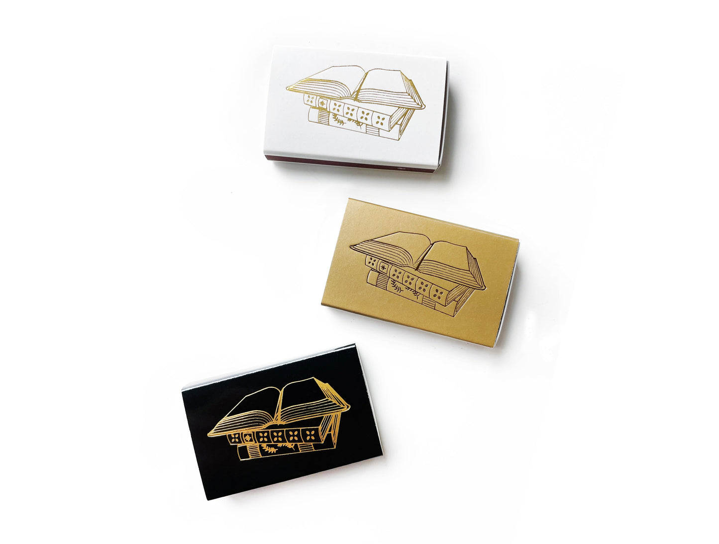 Book Lover Gold Foil Embossed Matchbox