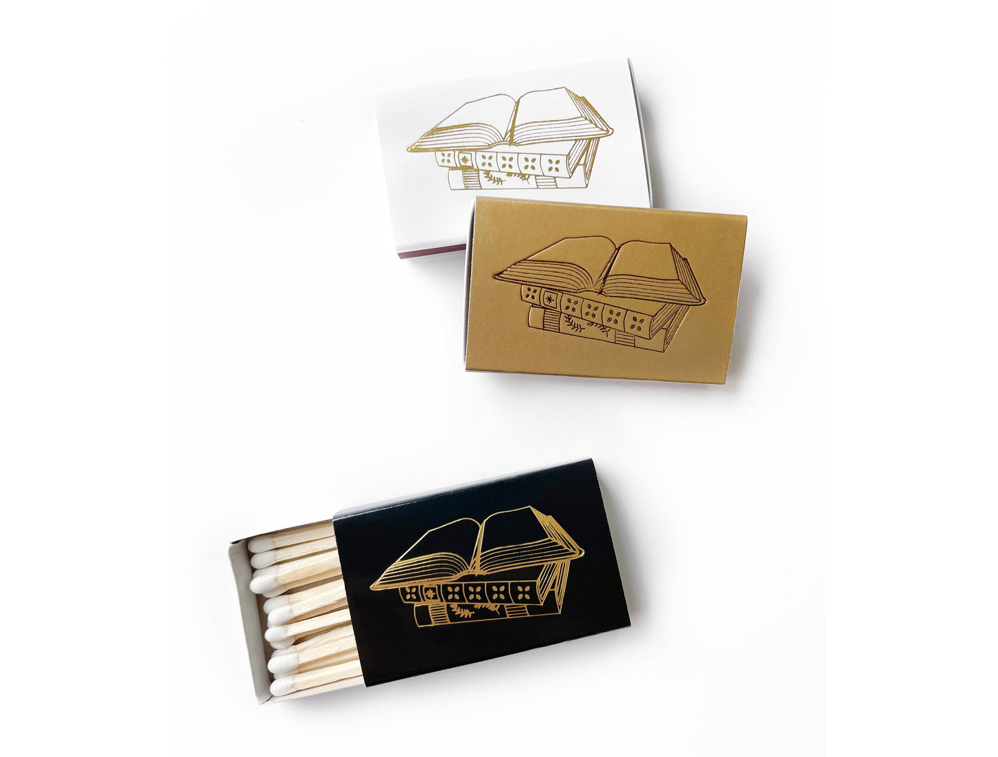 Book Lover Gold Foil Embossed Matchbox