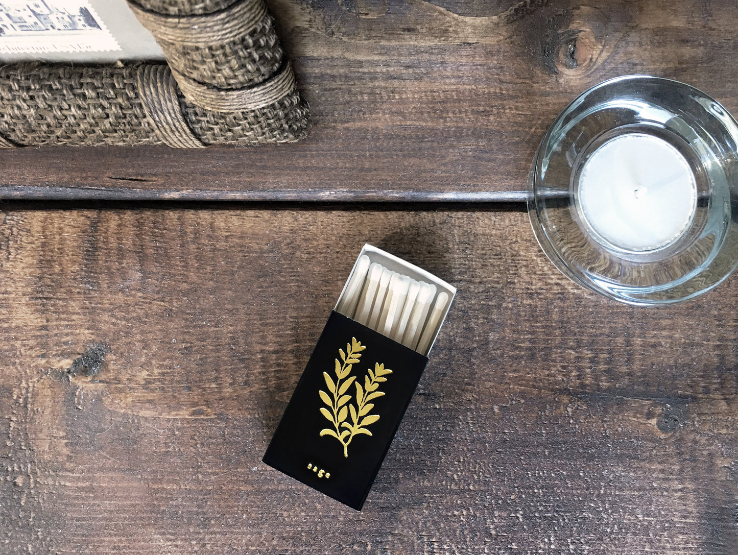 Sage Gold Foil Embossed Matchbox