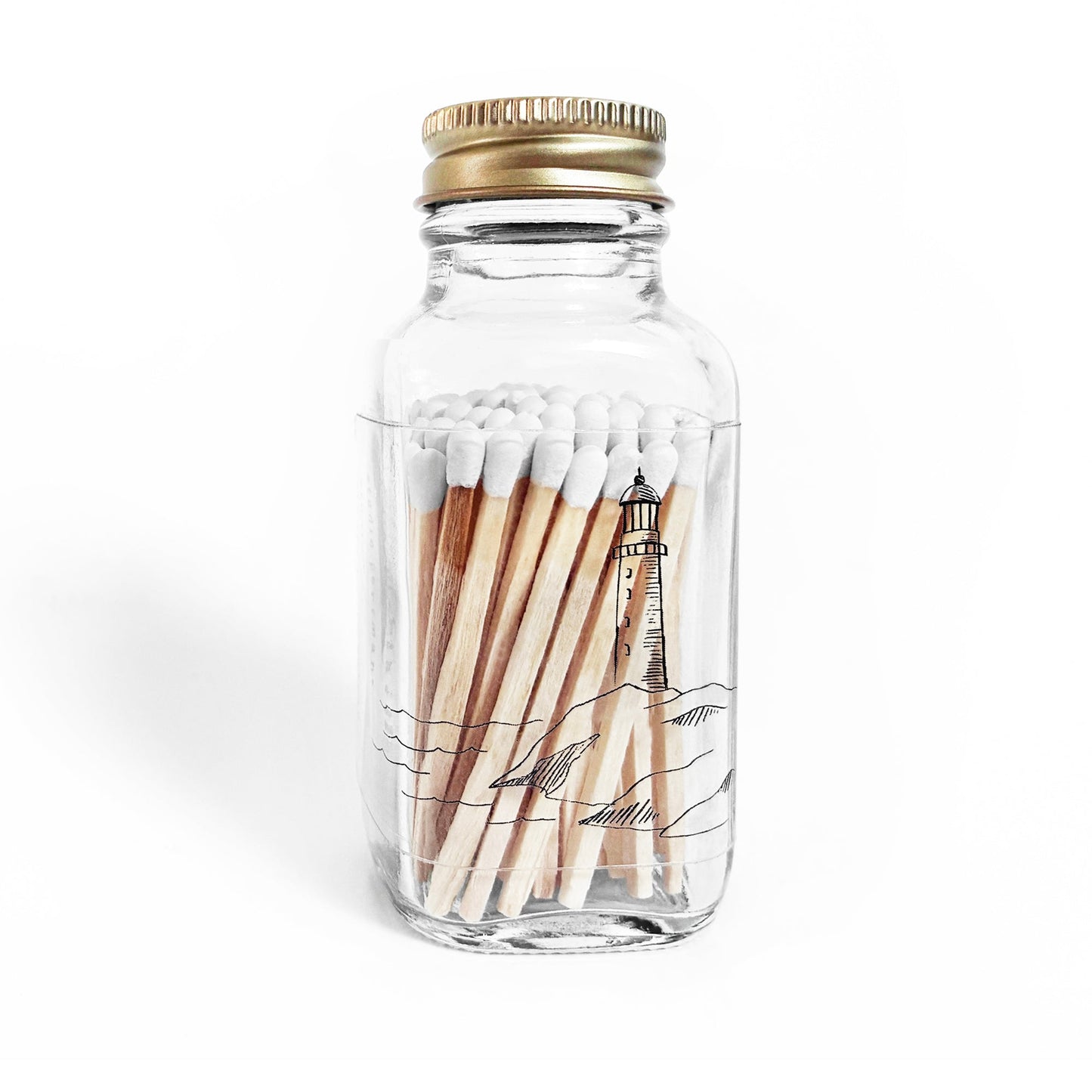 Lighthouse 2" White Match Jar | Rocky Point Match Holder