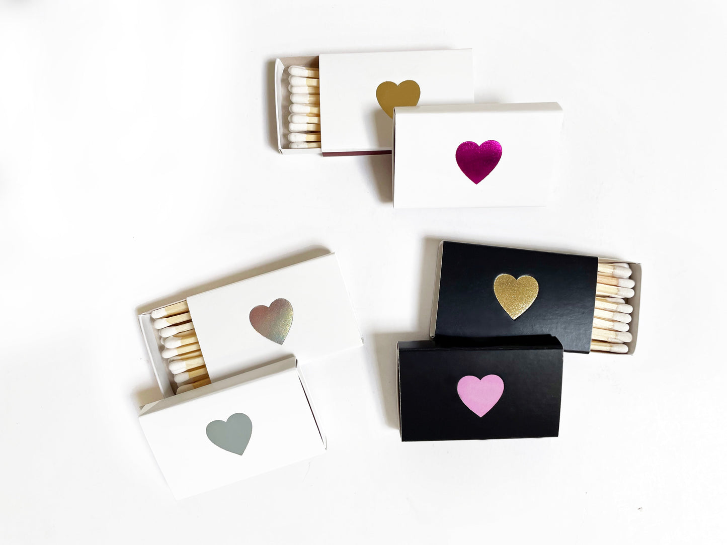 Classic Heart Gold Foil Embossed Matchbox | Emoji Matches