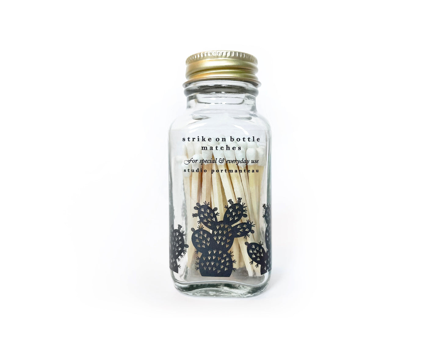 Prickly Pear Cactus 2" White Match Jar