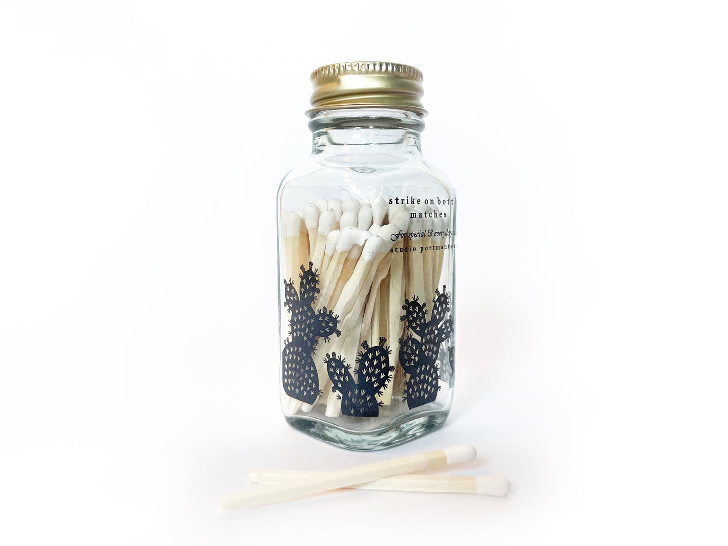 Prickly Pear Cactus 2" White Match Jar