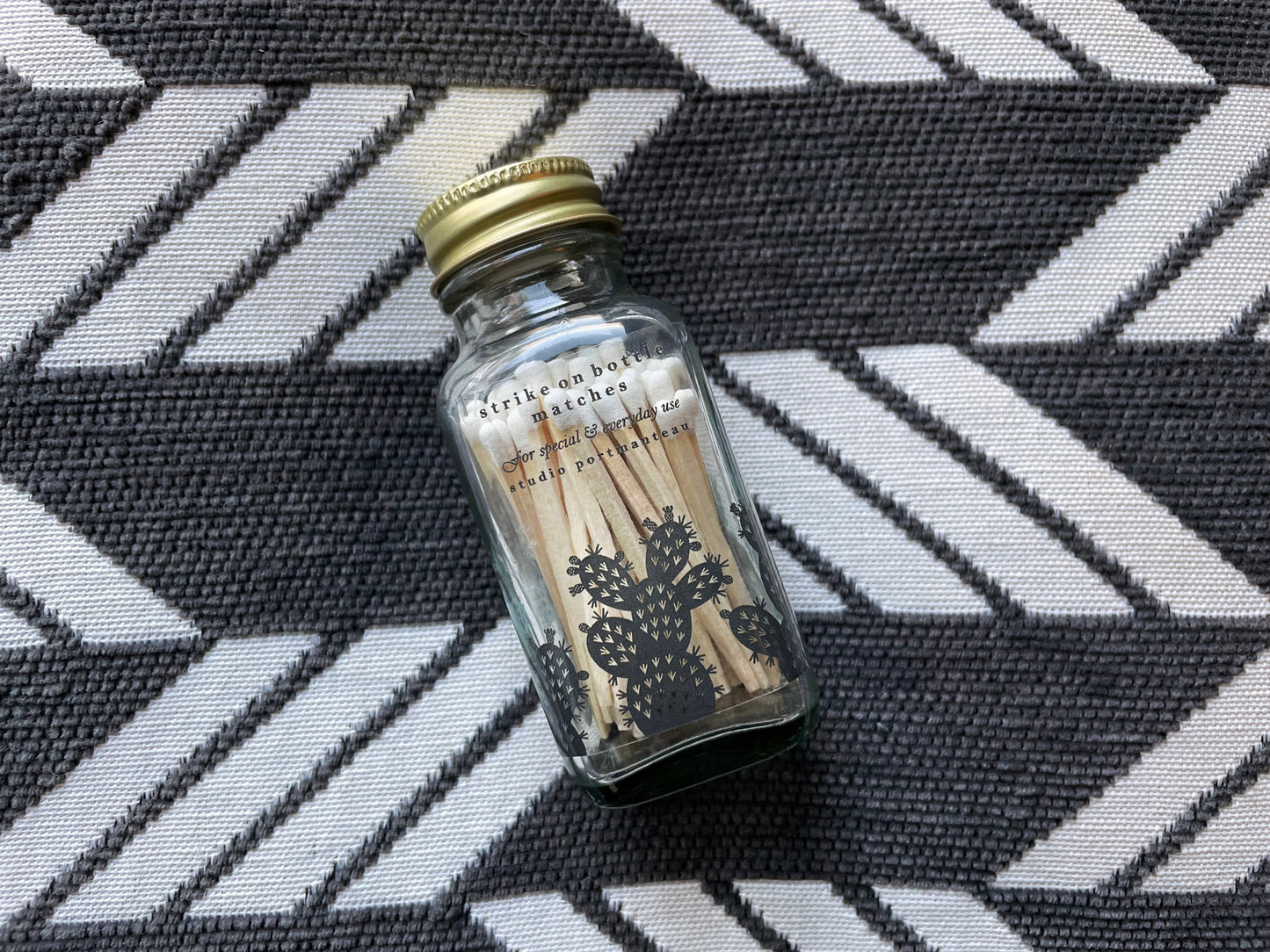 Prickly Pear Cactus 2" White Match Jar
