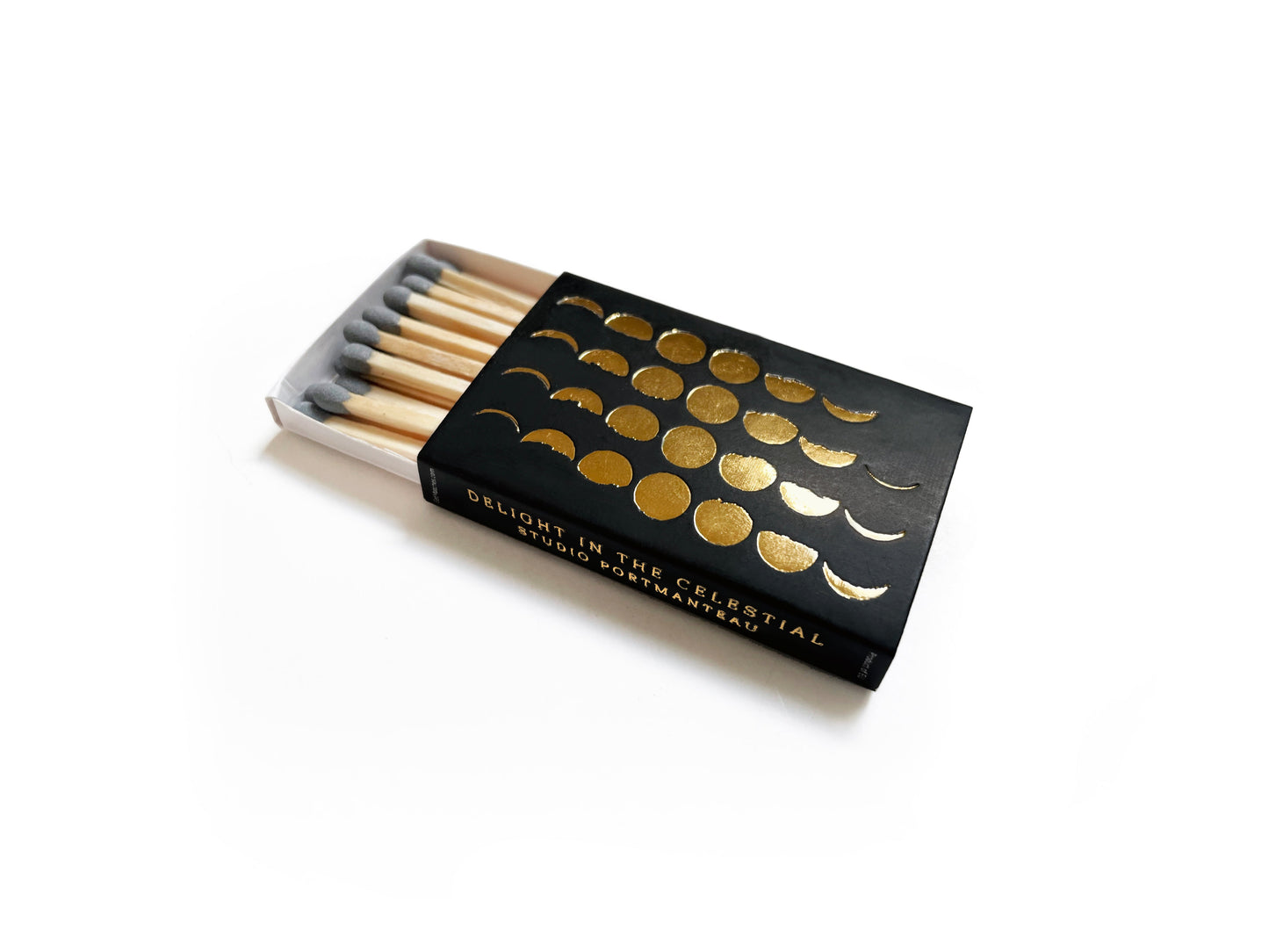 Phases of the Moon Gold Foil Embossed Matchbox