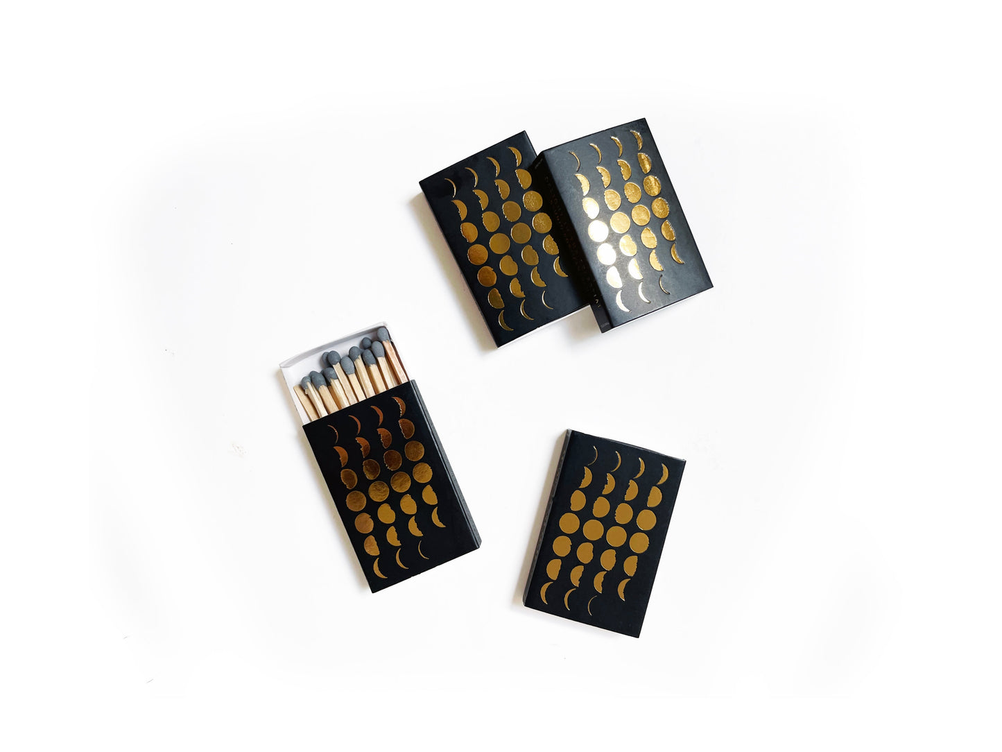 Phases of the Moon Gold Foil Embossed Matchbox
