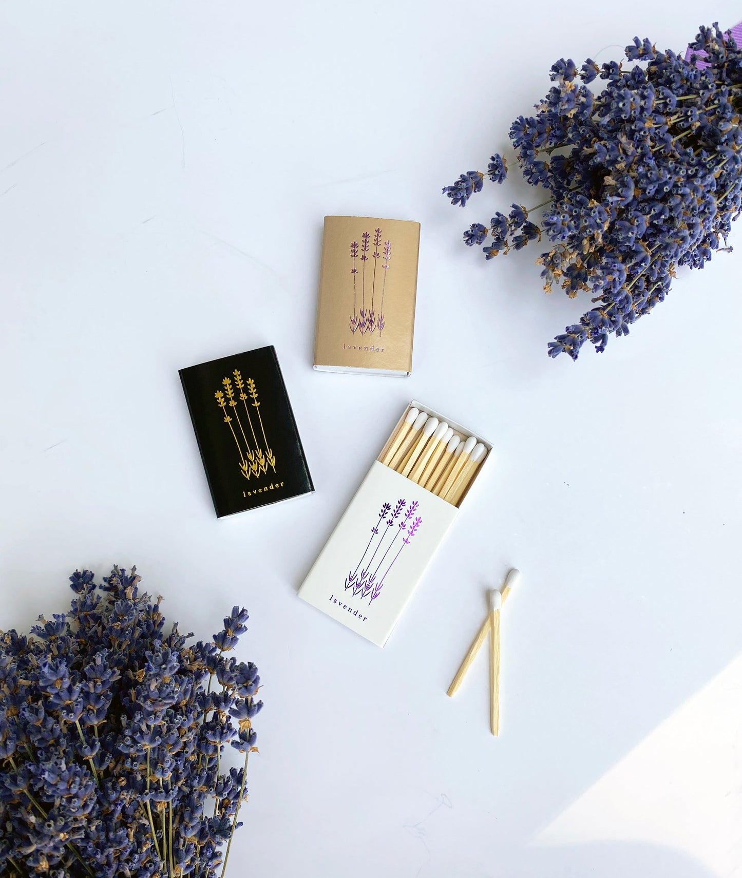Lavender Foil Embossed Matchbox