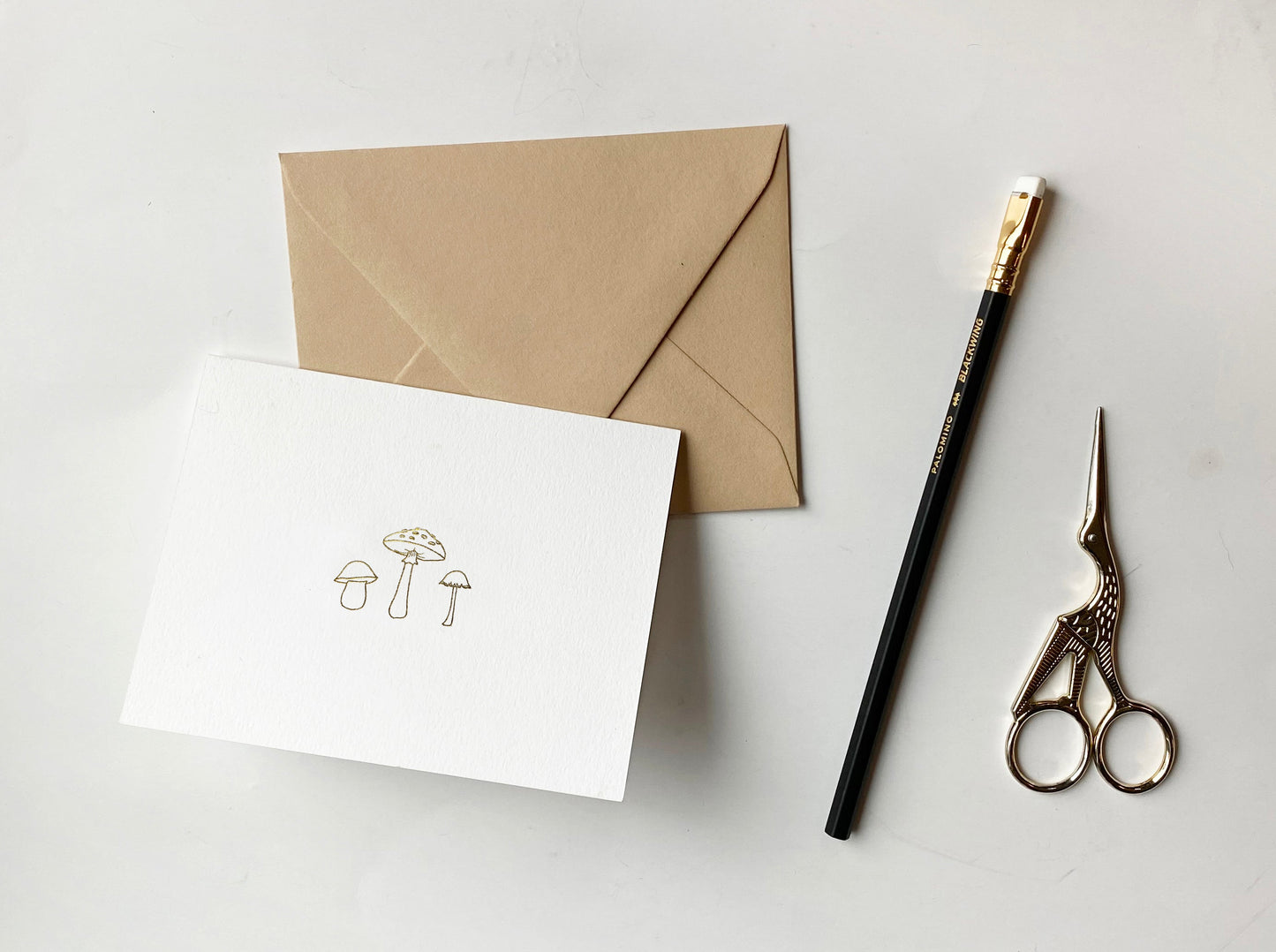 Mushroom Trio Letterpress Greeting Card