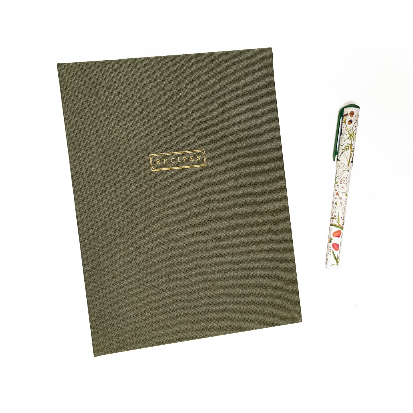 Studio Portmanteau Olive Green Linen Recipes Binder