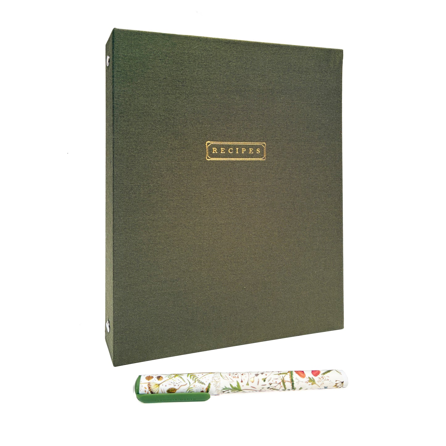 Studio Portmanteau Olive Green Linen Recipes Binder