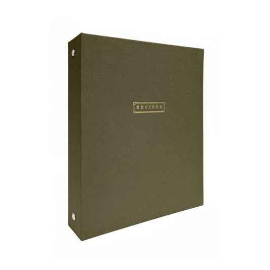 Studio Portmanteau Olive Green Linen Recipes Binder