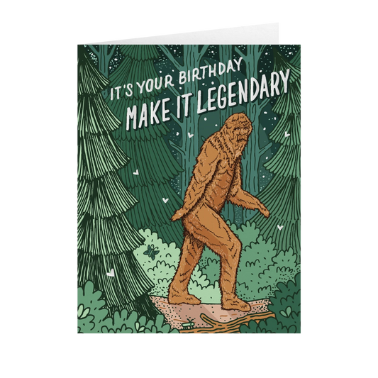Noteworthy Press | Foil Stamped Bigfoot Birthday Greeting Card