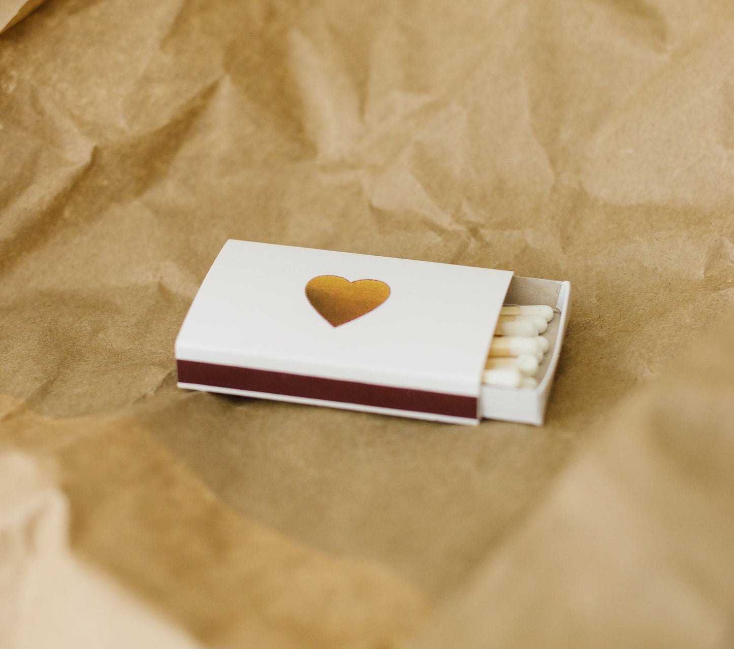 Classic Heart Gold Foil Embossed Matchbox | Emoji Matches