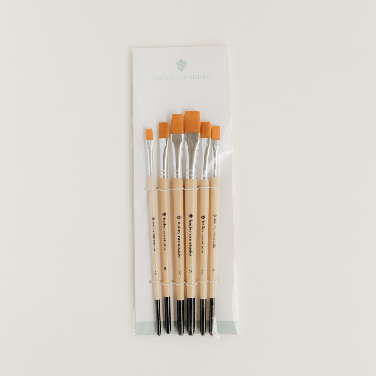 Watercolor brush set | Flat Brush, 6 piece | Bailey Rae Studio