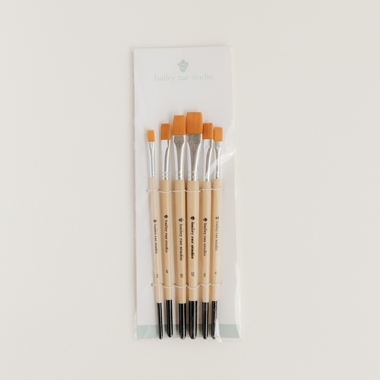 Watercolor brush set | Flat Brush, 6 piece | Bailey Rae Studio
