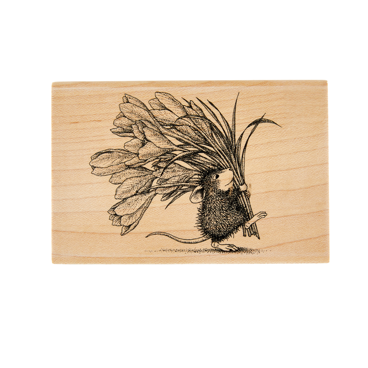 House-Mouse Bouquet for You Wood Mount Stamp