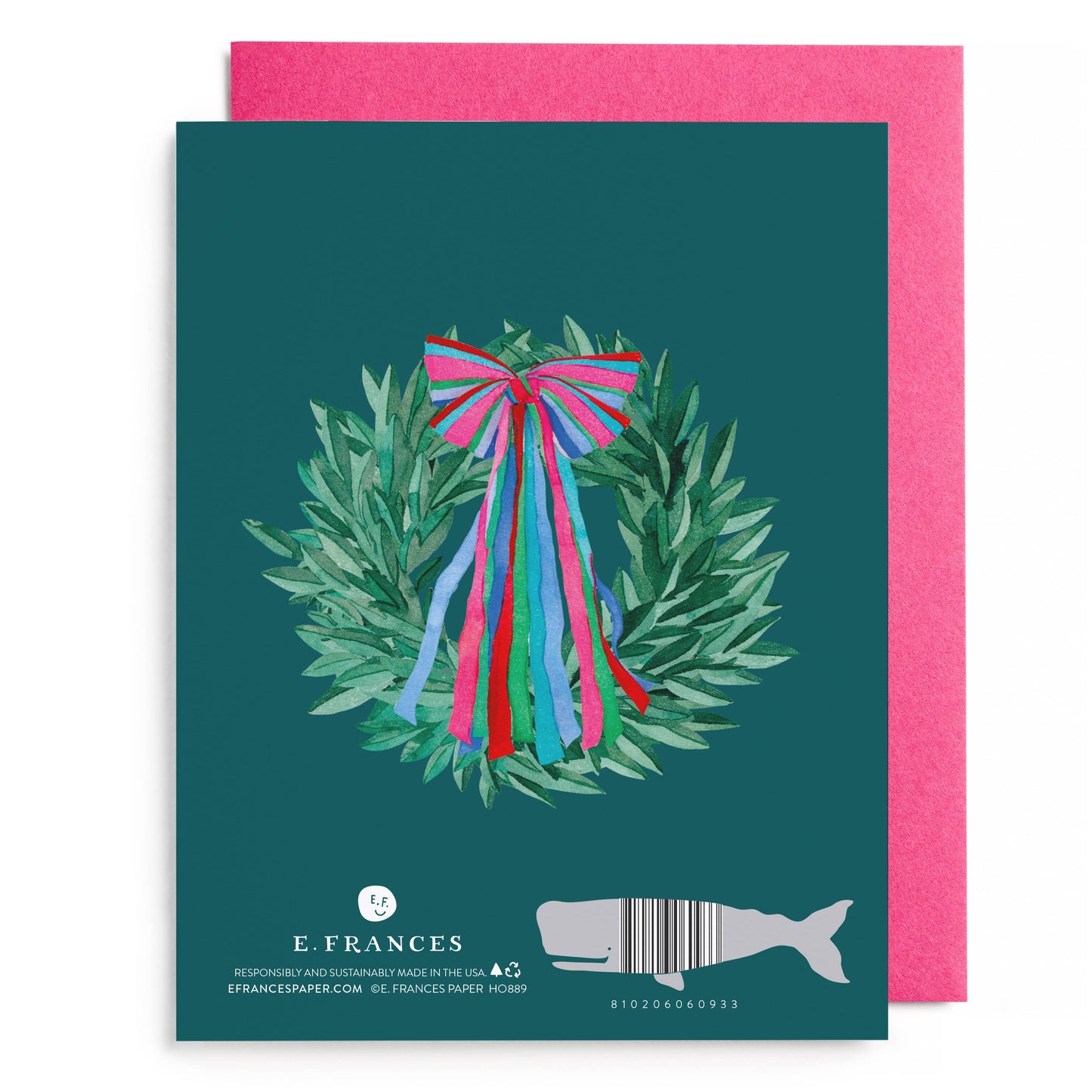 Colorful Bow Wreath Greeting Card
